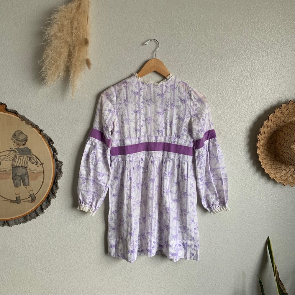 Vintage 60s Kids Floral Boho Dress - Picture 1 of 13
